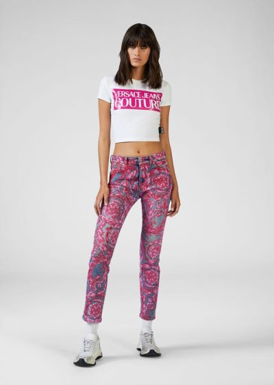 Versace Jeans Couture Baroque Print Jeans τζιν παντελονι Jeans Couture μπλε | ZH76O74