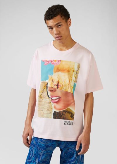 Versace Jeans Couture Collage Capsule CollectionT Shirt μπλουζακια Jeans Couture ροζ | Q1XF0H9