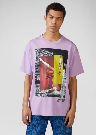 Versace Jeans Couture Collage Capsule συλλογη T Shirt μπλουζακια Jeans Couture μωβ | 08HTE82