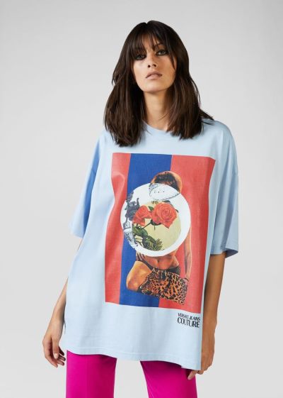 Versace Jeans Couture Collage Capsule συλλογη T Shirt μπλουζακια Jeans Couture μπλε | RHPAWN1