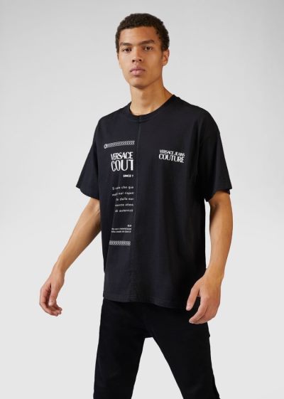 Versace Jeans Couture Etichetta Print T Shirt μπλουζακια Jeans Couture μαυρα | 3SZR0IV