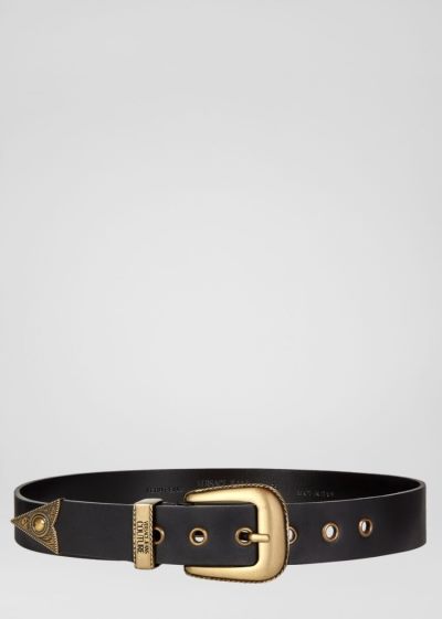 Versace Jeans Couture Heritage Tip Belt ζωνη Jeans Couture μαυρα | QZLF0SC