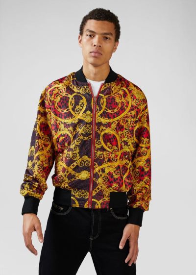 Versace Jeans Couture Leo Chain Print Bomber Jacket μπουφαν Jeans Couture κοκκινα | GDAX0SB