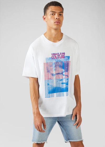 Versace Jeans Couture Logo Motif T Shirt μπλουζακια Jeans Couture ασπρα | HBQC4ZC