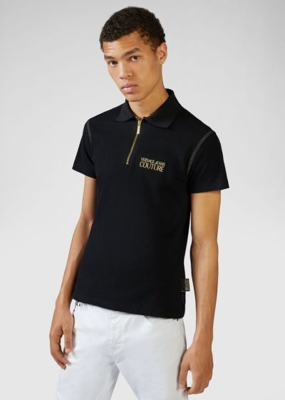 Versace Jeans Couture Logo Polo Shirt μπλουζακια πολο Jeans Couture μαυρα | PB8W6B1
