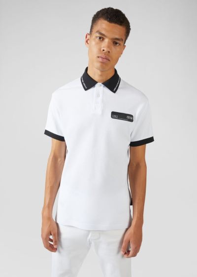 Versace Jeans Couture Logo Polo Shirt μπλουζακια πολο Jeans Couture ασπρα | W7D556R