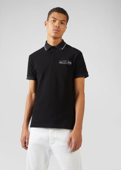 Versace Jeans Couture Logo Polo Shirt μπλουζακια πολο Jeans Couture μαυρα | WXX53BI