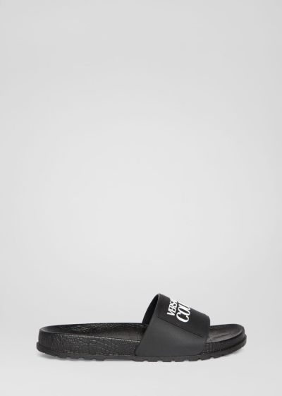 Versace Jeans Couture Logo Slides σανδαλια Jeans Couture μαυρα | YLG7YGY