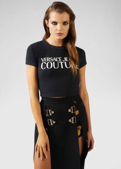 Versace Jeans Couture Logo T Shirt μπλουζακια Jeans Couture μαυρα | 0BMVSX9