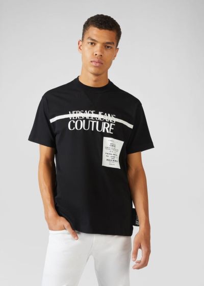 Versace Jeans Couture Logo T Shirt μπλουζακια Jeans Couture μαυρα | 7ZCLQZ1