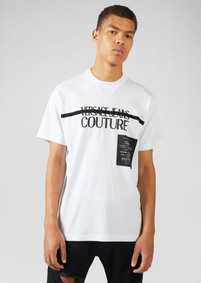 Versace Jeans Couture Logo T Shirt μπλουζακια Jeans Couture ασπρα | BYVJE20