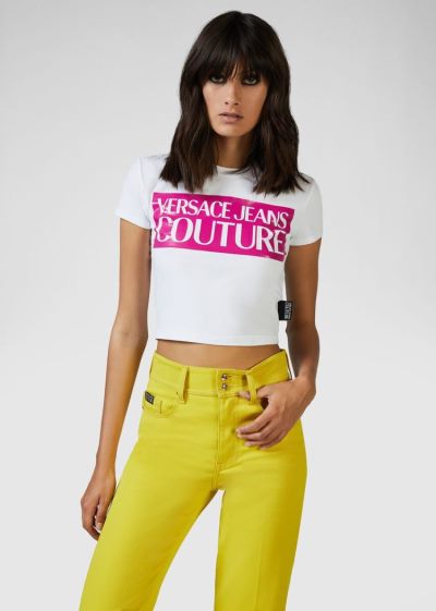 Versace Jeans Couture Logo T Shirt μπλουζακια Jeans Couture ροζ | OMKJJEM