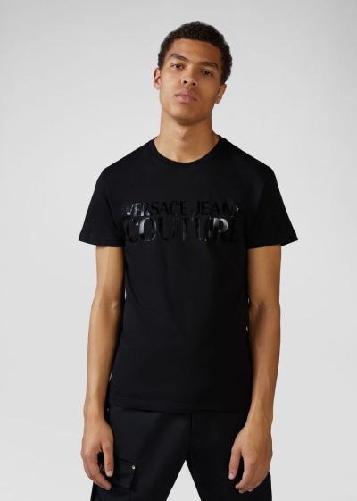Versace Jeans Couture Logo βαμβακερα T Shirt μπλουζακια Jeans Couture μαυρα | BFFDNJ1