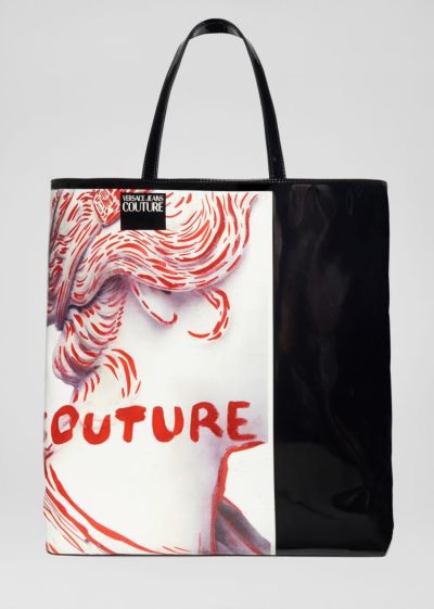 Versace Jeans Couture Printed Tote Bag τσαντα Jeans Couture μαυρα | ZLG8ZW0
