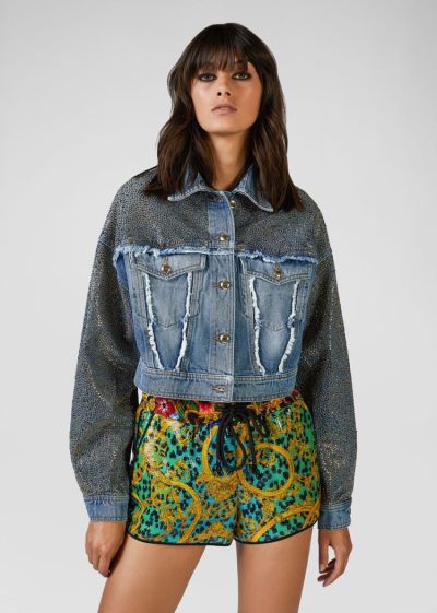 Versace Jeans Couture Studded Denim Jacket μπουφαν Jeans Couture μπλε | VINCYT3
