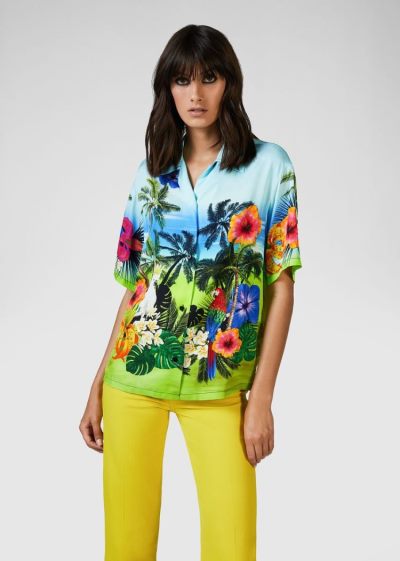 Versace Jeans Couture Tropical Island Print Shirt πουκαμισα Jeans Couture μπλε | JZ1HVML