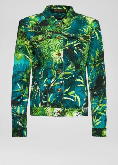 Versace Jungle Print Denim Jacket μπουφαν γυναικεια Πολύχρωμο | PAP48WZ