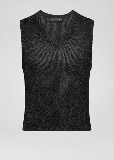 Versace Lamé Vest Πουλόβερ ανδρικα μαυρα | JUPAU8Q
