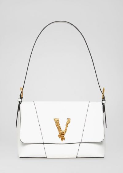 Versace Large Virtus Shoulder Bag τσάντεσ ώμου γυναικεια ασπρα | HG4VB33