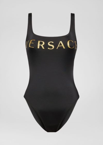 Versace Logo One-Piece Swimsuit μαγιό γυναικεια μαυρα | WSQQ81H