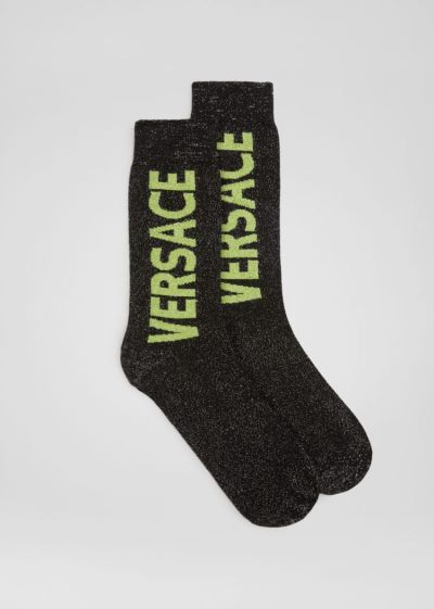 Versace Logo Socks καλτσεσ ανδρικα μαυρα πρασινο | NDSL2RQ