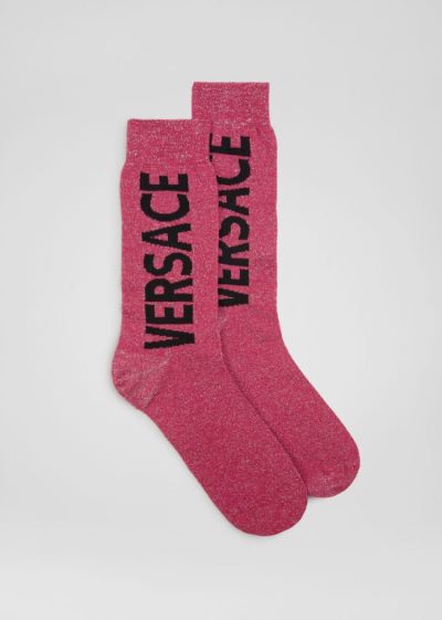 Versace Logo Socks καλτσεσ ανδρικα φουξια ροζ μαυρα | LM4I1D8