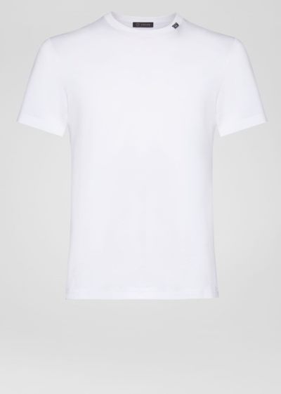 Versace Logo Tab T Shirt μπλουζακια ανδρικα ασπρα | 61S24XZ