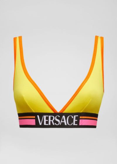 Versace Logo Triangle Bralette εσωρουχα γυναικεια κίτρινα | LVBMHBT