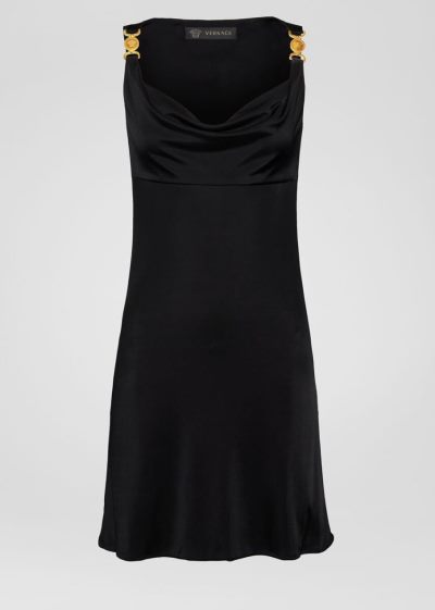 Versace Medusa Accent Draped φορεμα φορεμα γυναικεια μαυρα | OOLQZNX