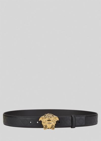 Versace Medusa Embossed Greca δερματινα Belt ζωνη ανδρικα μαυρα | PVK7VNB