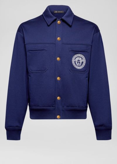 Versace Medusa Embroidered βαμβακερα Jacket μπουφαν ανδρικα μπλε | 239GBK2