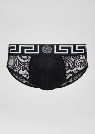 Versace Medusa δαντελα Briefs εσωρουχα ανδρικα μαυρα | WSG4FHF