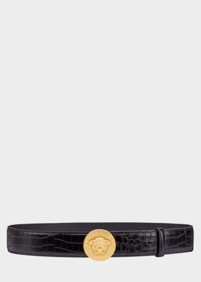 Versace Mock Croc Palazzo δερματινα Belt ζωνη ανδρικα μαυρα | B6TTNUL