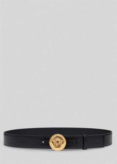 Versace Mock Croc Palazzo δερματινα Belt ζωνη ανδρικα μαυρα | UMNSRLJ