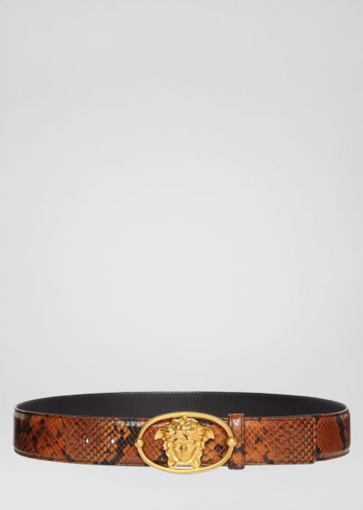 Versace Mock Python Oval Medusa Belt ζωνη ανδρικα Πολύχρωμο | IER5U9G