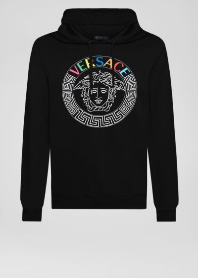 Versace Multicolor Medusa Logo Hoodie Φούτερ ανδρικα μαυρα | FEM39IU