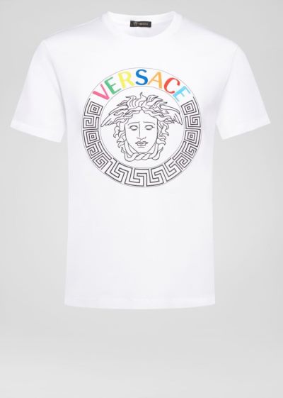 Versace Multicolor Medusa Logo T Shirt μπλουζακια ανδρικα ασπρα | LJLK0MM