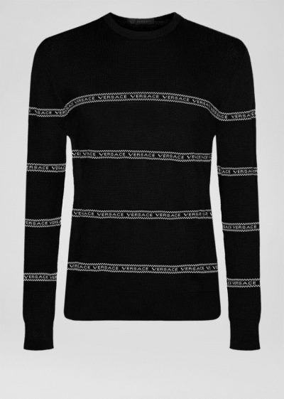 Versace Nastro Slim Fit πουλοβερ Πουλόβερ ανδρικα μαυρα | GDKIQ2H