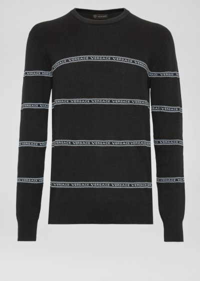 Versace Nastro Slim Fit πουλοβερ Πουλόβερ ανδρικα μαυρα | H2T7B0E