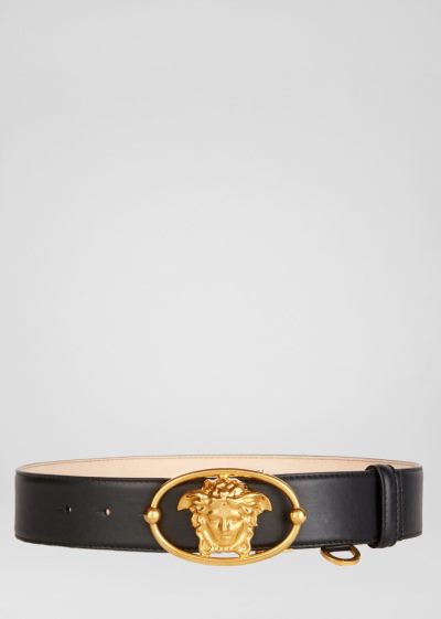Versace Oval Medusa Belt ζωνη γυναικεια μαυρα | F7NBVS1