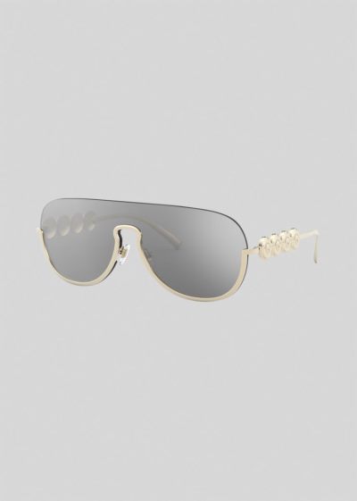 Versace Pale Gold Signature Medusa Visor γυαλια ηλιου γυναικεια ασημι | G3I9BMG