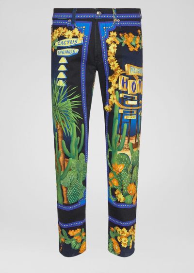 Versace Palm Springs Print Jeans τζιν παντελονι ανδρικα Πολύχρωμο | 59ZPOMB