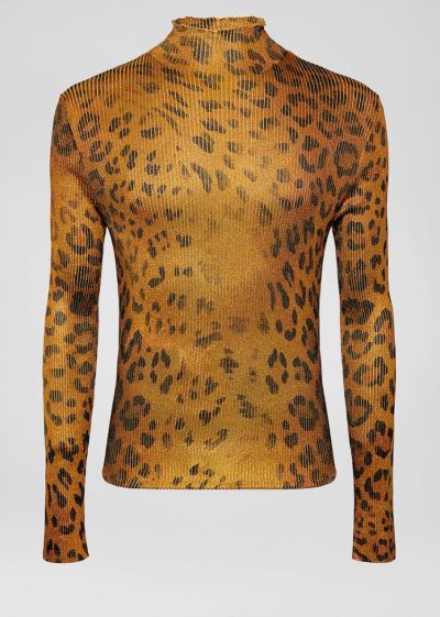 Versace Pop Animalier Motif Lamé πουλοβερ Πουλόβερ ανδρικα λεοπαρ | 65UZ2YR