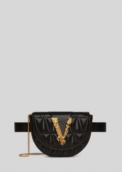 Versace Quilted Virtus Belt Bag Τσαντα Μεσησ γυναικεια μαυρα | 3VXO08N