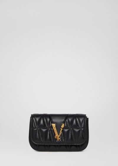 Versace Quilted Virtus Evening Bag Evening Bags γυναικεια μαυρα | DNR5HJI