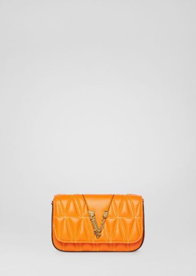 Versace Quilted Virtus Evening Bag Evening Bags γυναικεια πορτοκαλι | MC5JD6B
