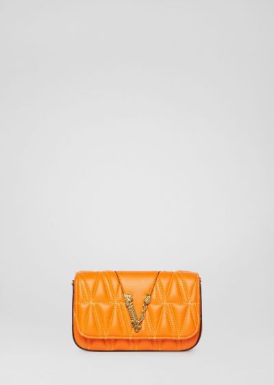 Versace Quilted Virtus Evening Bags γυναικεια πορτοκαλι | 0TJHOOG