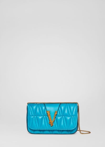 Versace Quilted Virtus Evening Bags γυναικεια μπλε | 35TRM4H