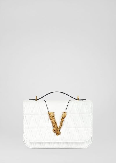 Versace Quilted Virtus Shoulder Bag τσάντεσ ώμου γυναικεια ασπρα | 15QEVHU