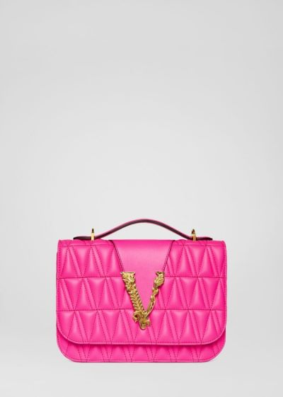 Versace Quilted Virtus Shoulder Bag τσάντεσ ώμου γυναικεια ροζ | UAOYKBN